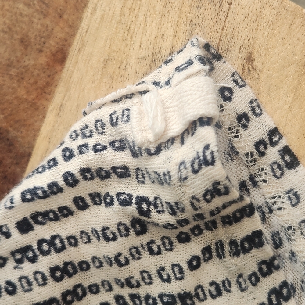 We The Free Cream and Black Oversized Flax Linen & Cotton Short Sleeve Knit Top - Picture 10 of 16